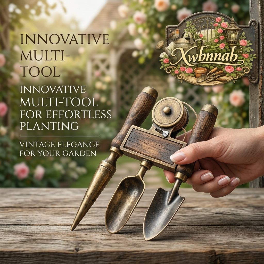 Xwbnnab™ Vintage 3-in-1 Gardening Multi-Tool – Antique Brass & Wood Heirloom Planting Kit – Professional Dibber, Trowel & Scoop Set for Effortless Seed Sowing & Bulb Planting 🌿✨